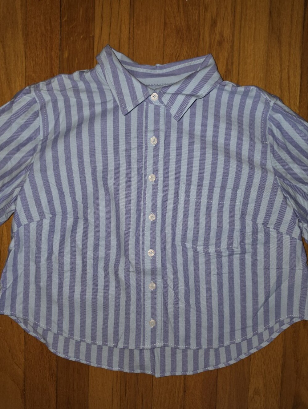 Maeve Women's Button-Down Shirt in Light Blue and Lavender Stripes